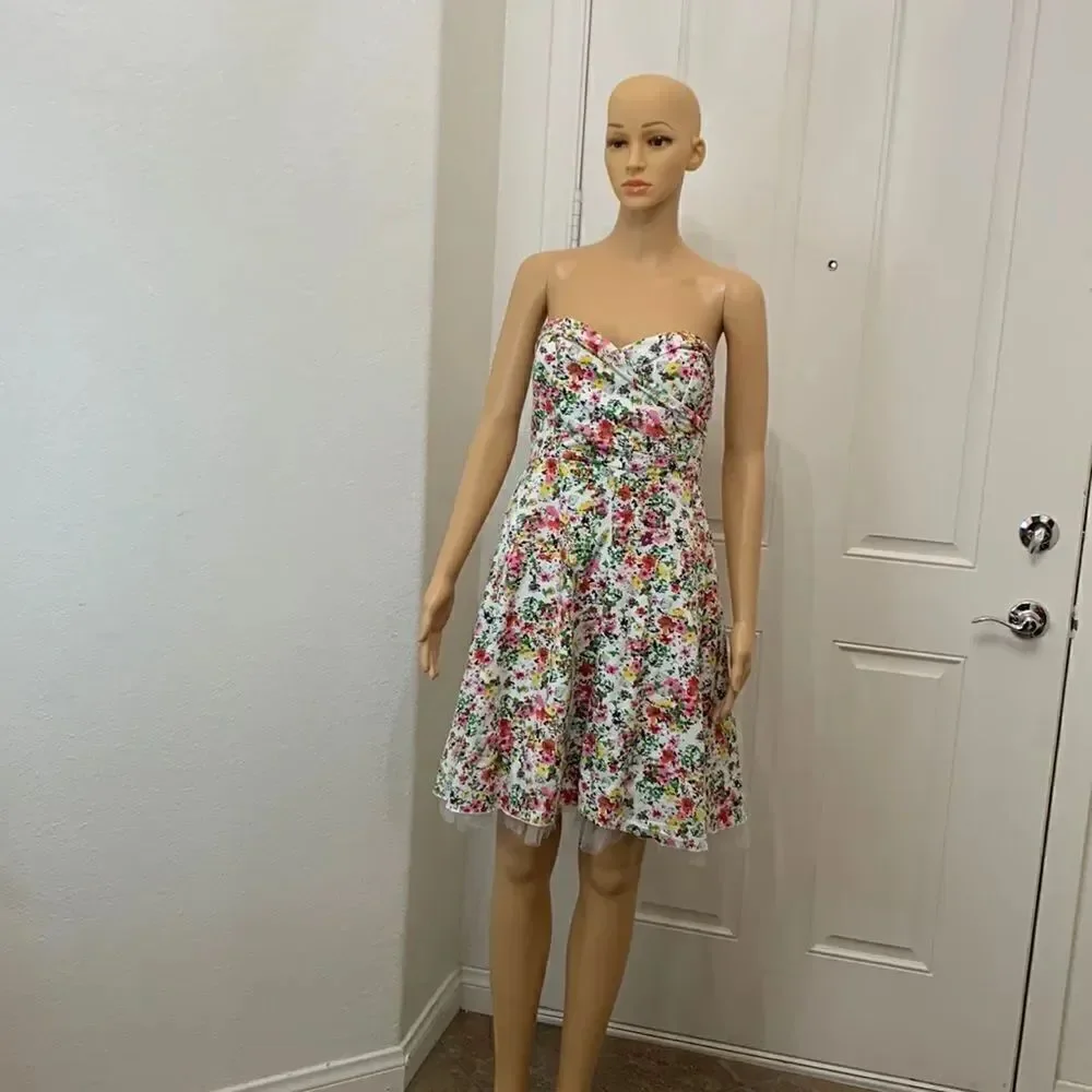 Ruby Rox Size 11 Sleeveless Floral Pink Yellow Purple Lined Netting Midi Dress